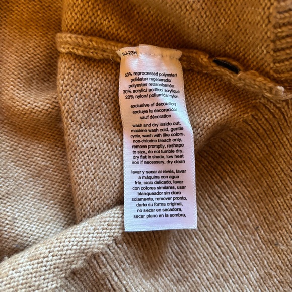 Nautica Jeans Women’s Camel Tan V Neck Cable Knit Sweater Soft Preppy Minimalist - Picture 8 of 13